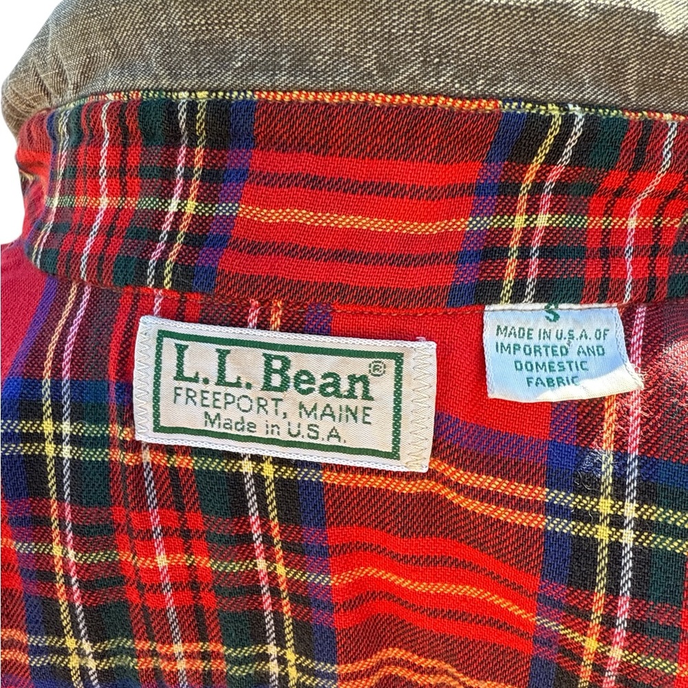 Vintage L.L. Bean Plainsmen Shirt Red Plaid Flannel Lined USA Made Men’s sz S - Picture 9 of 12